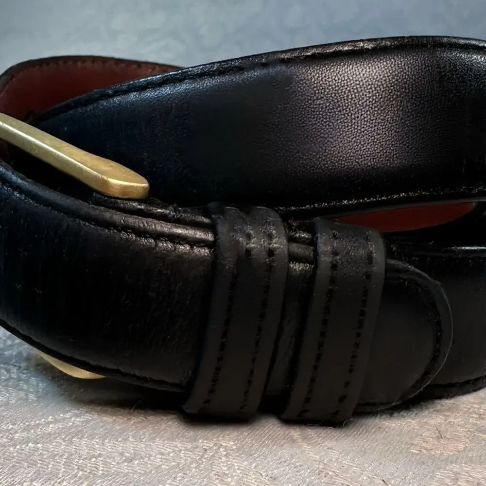 Coach Vintage Black Cowhide Leather Belt with Solid Gold Brass Buckle 32” 80cm - Picture 4 of 7